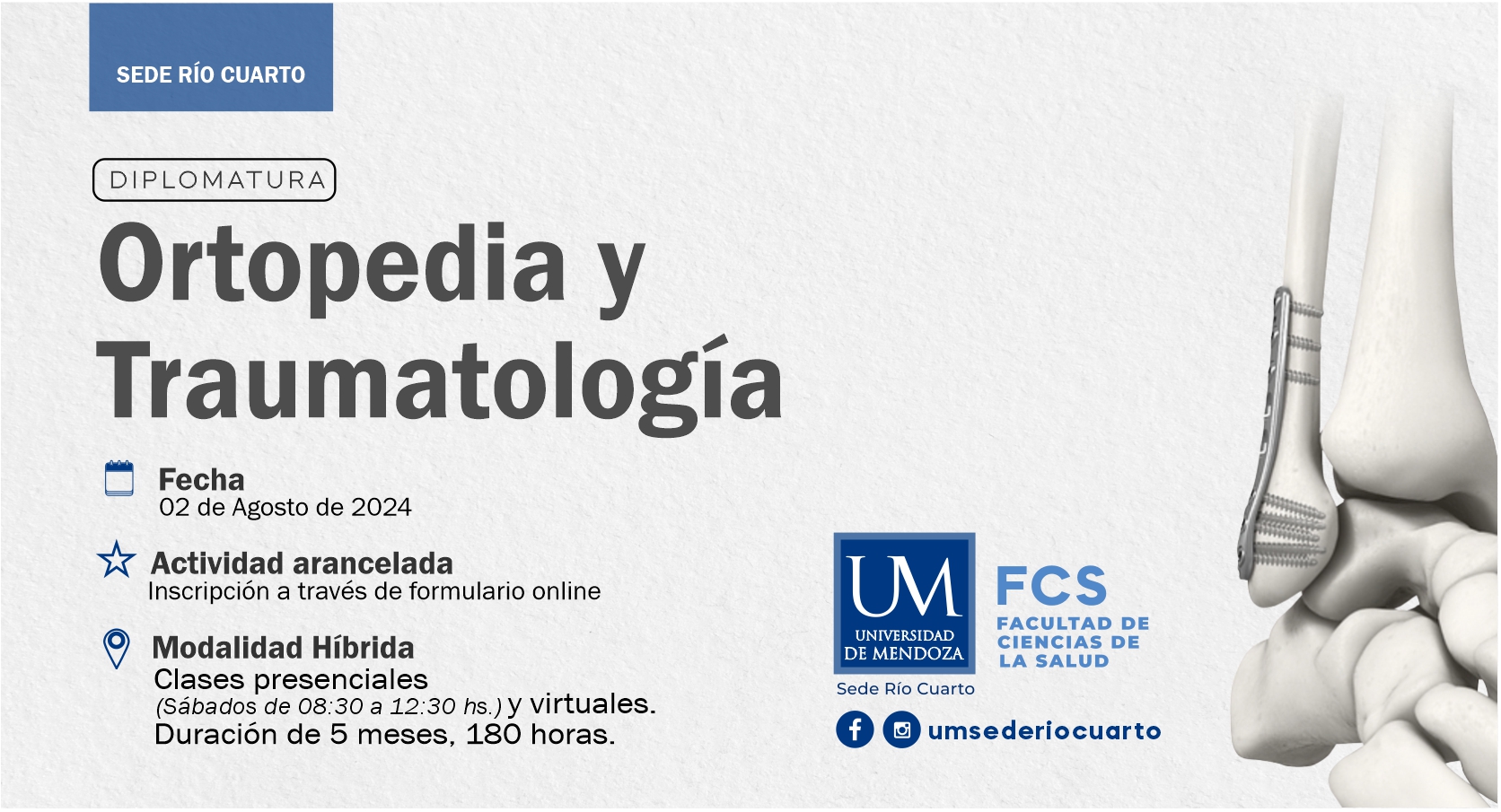 Diplomatura en Ortopedia y Traumatología – Sede Río Cuarto